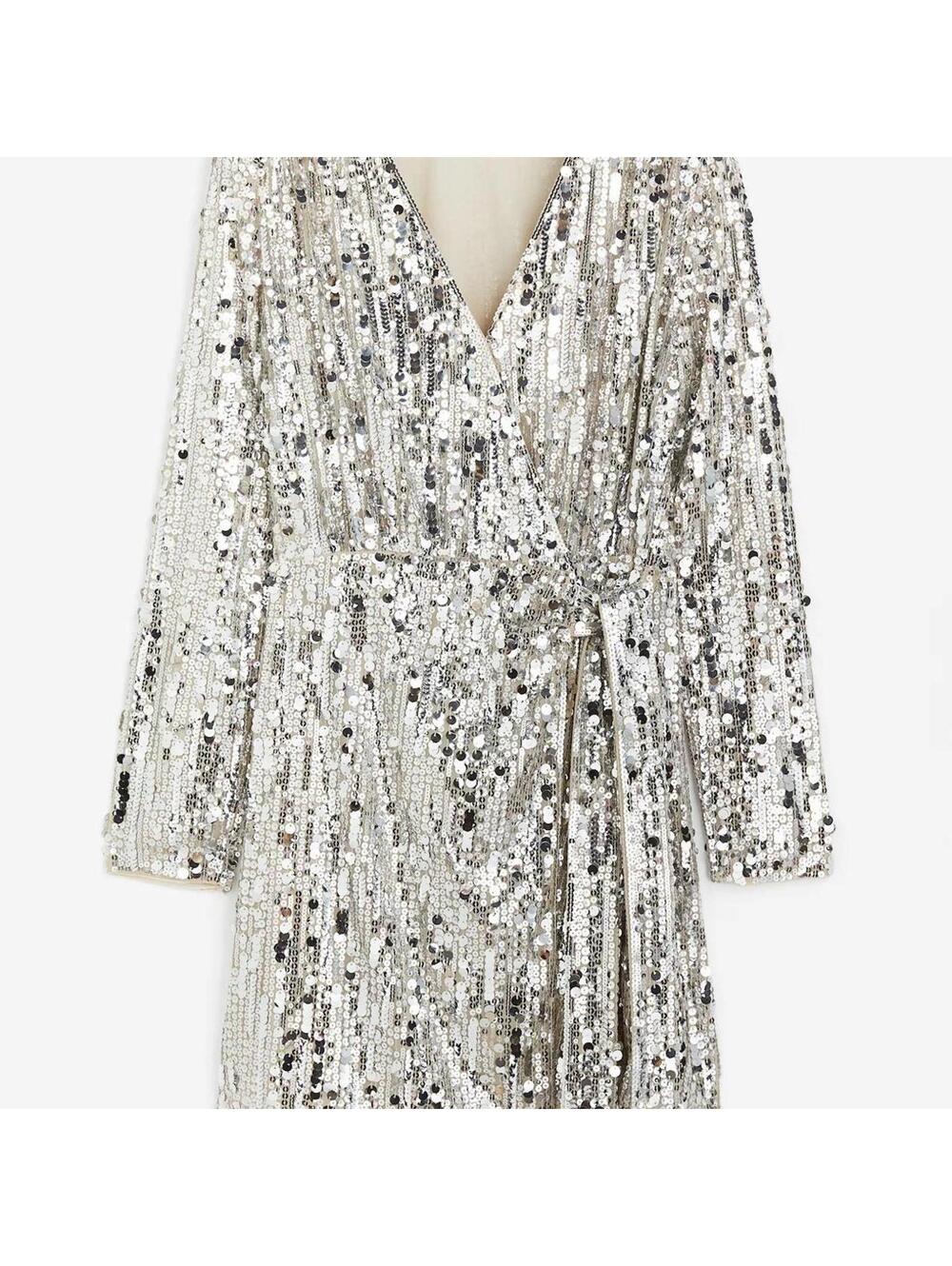 H&M SEQUINED WRAP DRESS